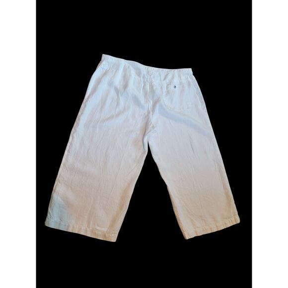 Eileen Fisher Organic Linen Capri Pants 2XL Plus Size Wide Leg White READ - Picture 2 of 14